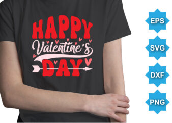 Happy Valentine Day, Happy valentine shirt print template, 14 February typography design