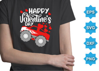 Happy Valentine’s Day, Happy valentine shirt print template, 14 February typography design