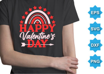 Happy Valentine’s Day, Happy valentine shirt print template, 14 February typography design