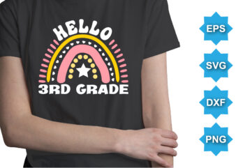 Hello 3RD Grade, Happy back to school day shirt print template, typography design for kindergarten pre k preschool, last and first day of school, 100 days of school shirt