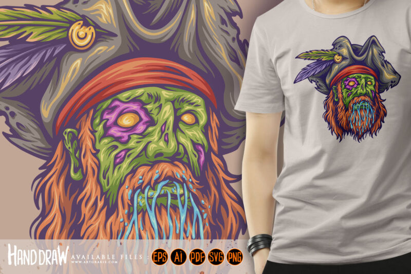 Zombie pirate monster horror logo cartoon illustrations