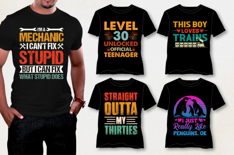 T-Shirt Design Bundle-POD T-Shirt Design,