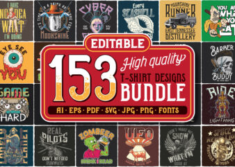 153 editable tshirt designs BUNDLE