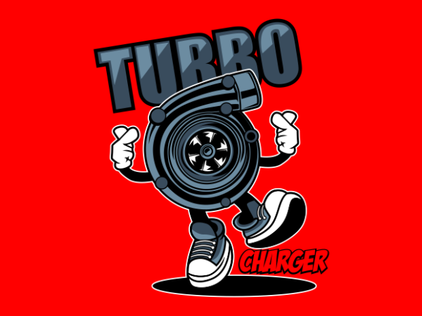 Turbo charger cartoon t shirt designs for sale