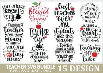 Teacher SVG Bundle t shirt designs for sale