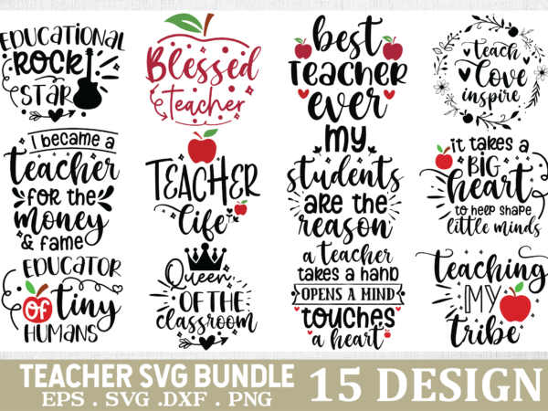 Teacher svg bundle t shirt designs for sale