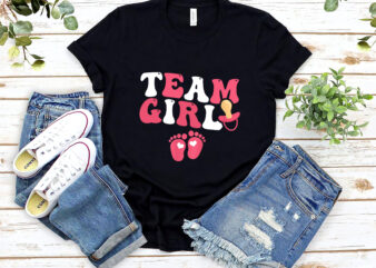 Team Girl Retro Groovy Gender Reveal Baby Group Matching NL 1502 t shirt designs for sale