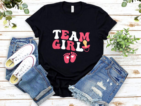 Team girl retro groovy gender reveal baby group matching nl 1502 t shirt designs for sale