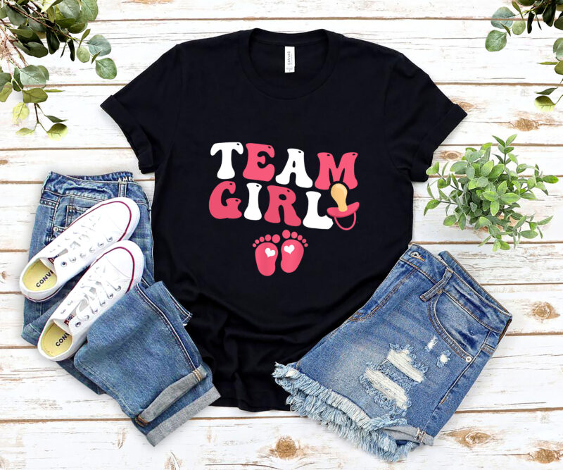 Team Girl Retro Groovy Gender Reveal Baby Group Matching NL 1502