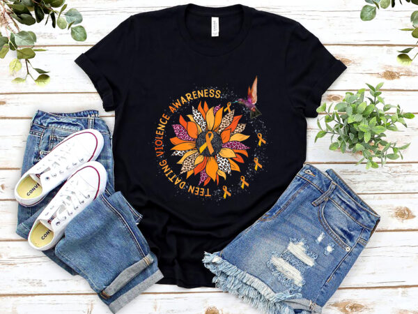 Teen dating violence awareness, humingbird ribbon leopard sunflower violence awarenes tshirt pl