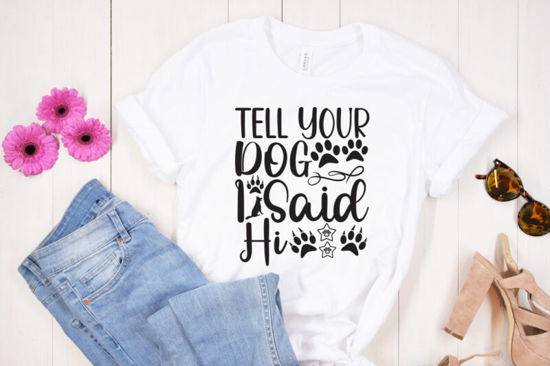 Tell your dog I said hi SVG design, Moon Cat SVG, Cat SVG Files for Silhouette, Cameo & Cricut.Moon Star Animal, Luna Cat Silhouette SVG, Cat With Star, Magical Cat