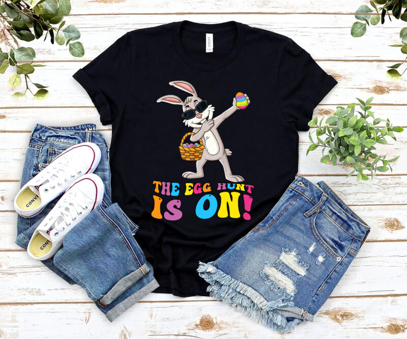 The Egg Hunt Is On Bunny Cute Easter Dabbing Bunny Funny Kids NL 1802