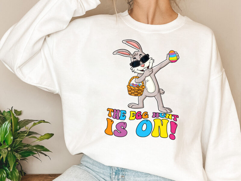 The Egg Hunt Is On Bunny Cute Easter Dabbing Bunny Funny Kids NL 1802