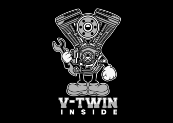 V TWIN MACHINE CARTOON t shirt vector art