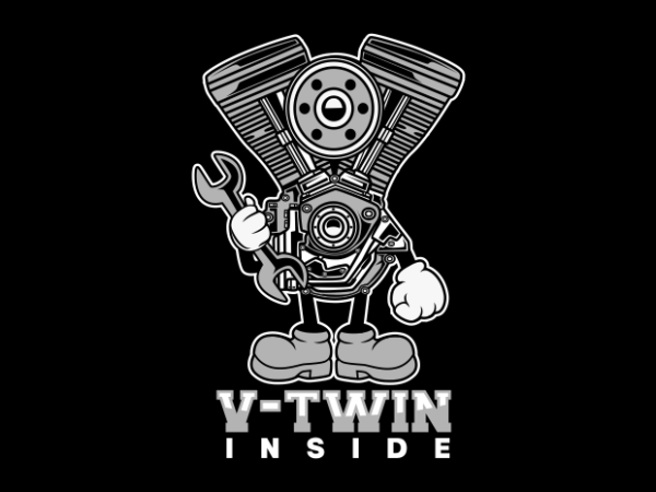 V twin machine cartoon t shirt vector art