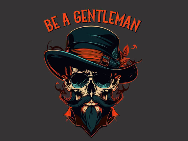 Vector skull gentleman art for t-shirt