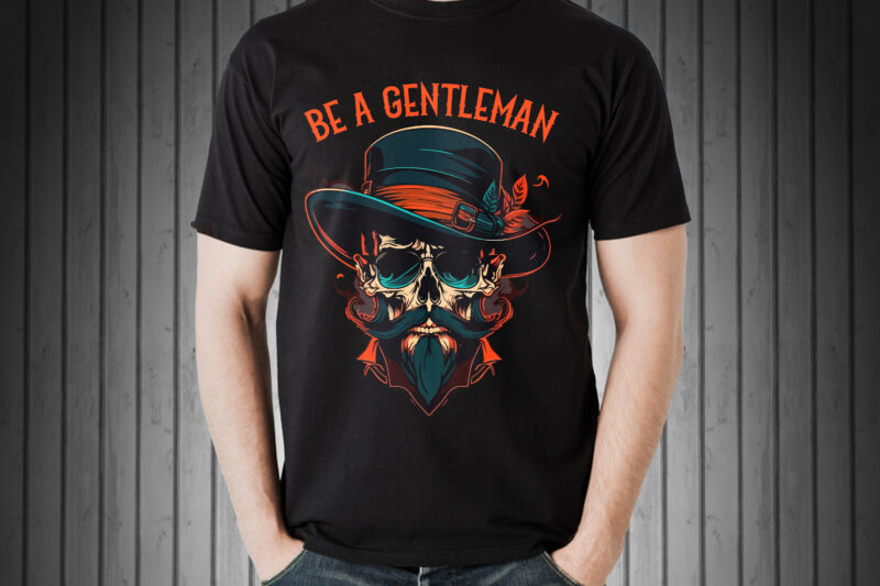 Vector skull gentleman art for t-shirt