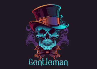 Vector skull gentleman art for t-shirt