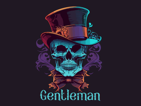 Vector skull gentleman art for t-shirt