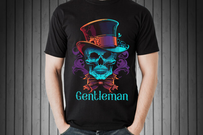 Vector skull gentleman art for t-shirt