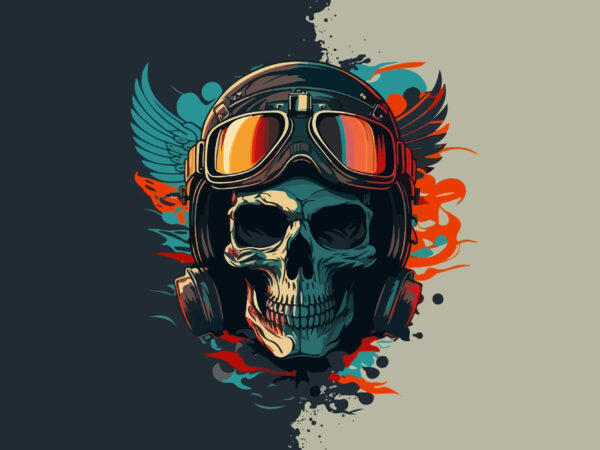 Vector skull biker art for t-shirt