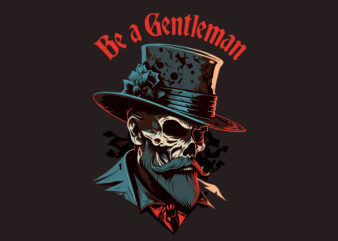 Vector skull gentleman art for t-shirt