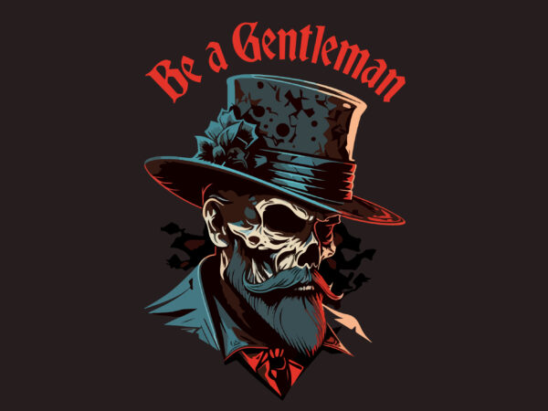 Vector skull gentleman art for t-shirt