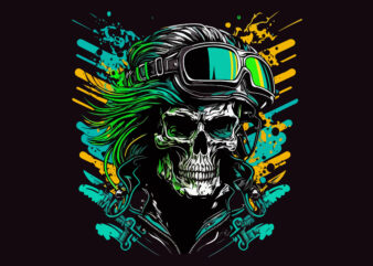 Vector skull biker art for t-shirt