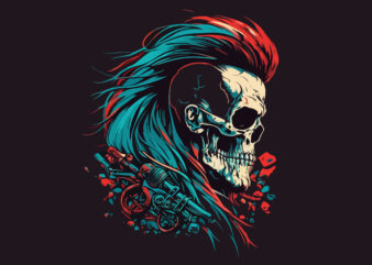 Vector skull biker art for t-shirt