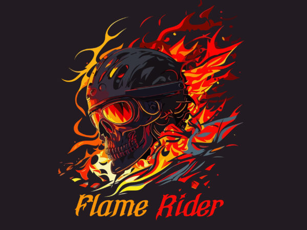 Vector skull flame rider art for t-shirt