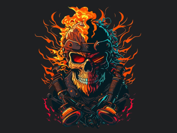 Vector skull biker art for t-shirt