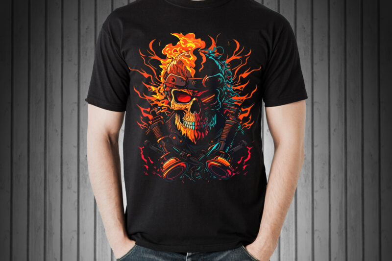 Vector skull biker art for t-shirt