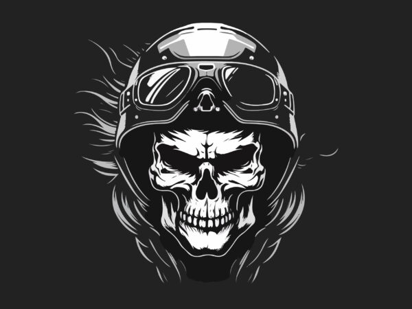 Vector skull biker art for t-shirt