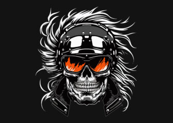 Vector skull biker art for t-shirt