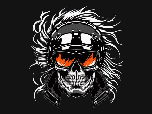 Vector skull biker art for t-shirt