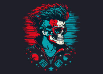 Vector skull biker art for t-shirt