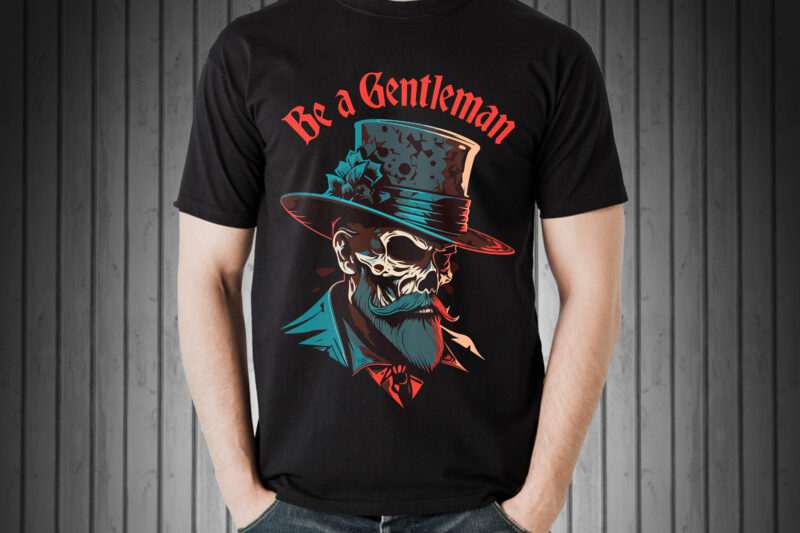 Vector skull gentleman art for t-shirt