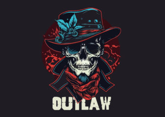 Vector skull outlaw art for t-shirt