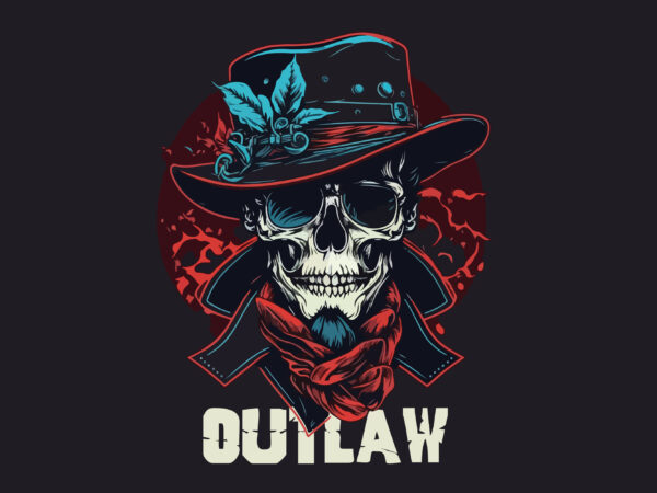 Vector skull outlaw art for t-shirt