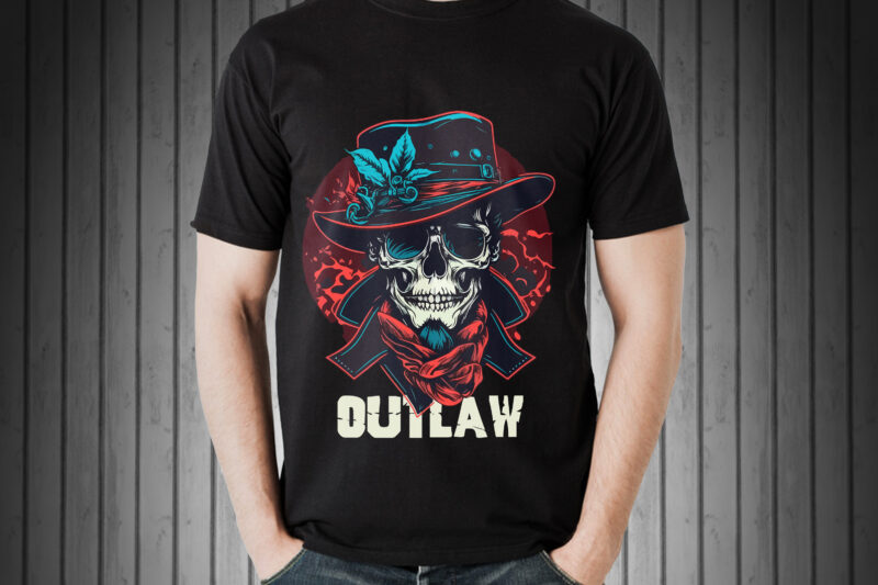 Vector skull outlaw art for t-shirt
