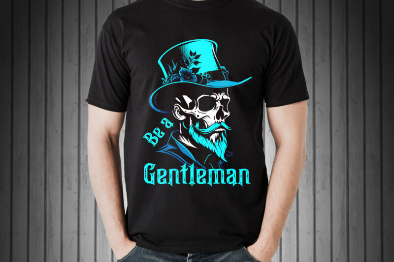 Vector skull gentleman art for t-shirt