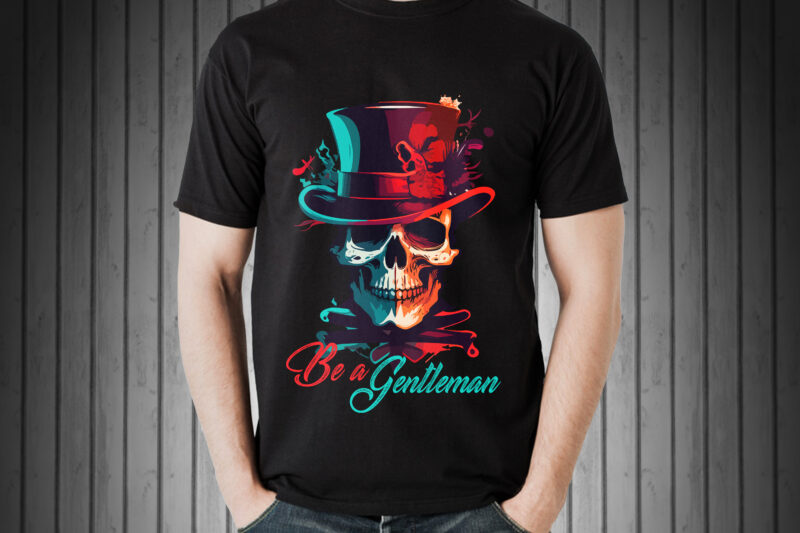 Vector skull gentleman art for t-shirt