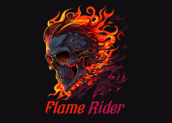 Vector skull flame rider art for t-shirt