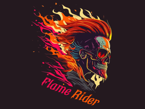 Vector skull flame rider art for t-shirt