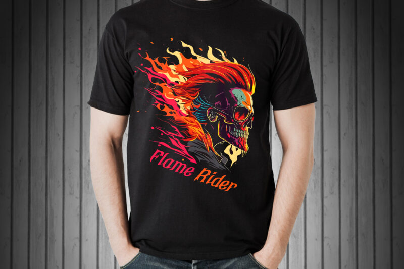 Vector skull flame rider art for t-shirt