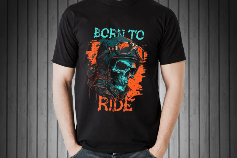 Vector skull born to ride art for t-shirt