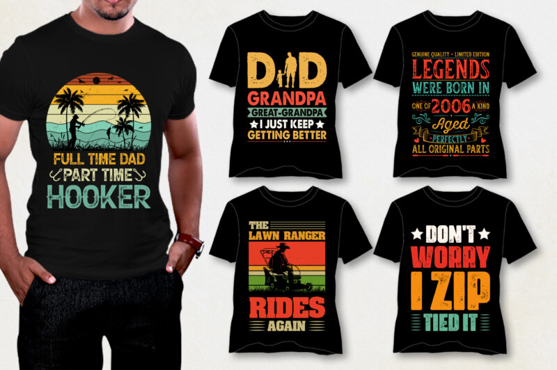 Vintage Sunset T-Shirt Design Bundle