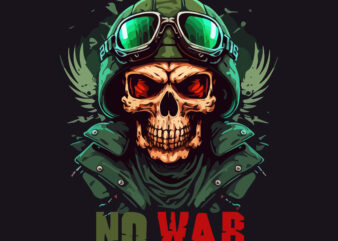Skull No War t-shirt vector illustration.