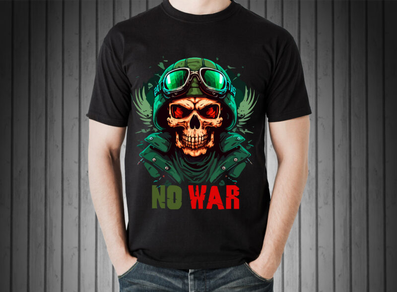Skull No War t-shirt vector illustration.