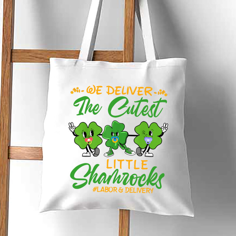 We Deliver The Cutest Little Shamrocks Labor And Delivery Tech L_D Patrick_s Day Groovy Shamrock NC 0402